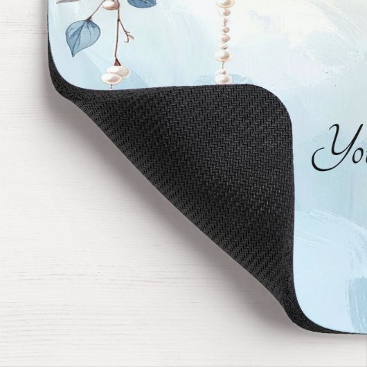 Blue Flowers and Pearls Mousepad (Ecke)