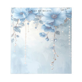 Blue Flowers and Pearls Notepad Notizblock