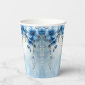Blue Flowers and Pearls Paper Cups Pappbecher (Rückseite)
