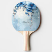 Blue Flowers and Pearls Ping Pong Paddle Tischtennis Schläger (Rückseite)