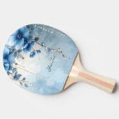 Blue Flowers and Pearls Ping Pong Paddle Tischtennis Schläger (Seitenansicht)