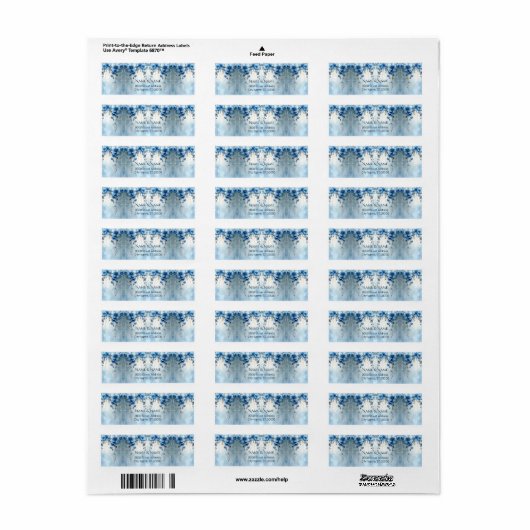 Blue Flowers and Pearls Return Address Label (Vorne)