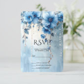 Blue Flowers and Pearls RSVP Card (Stehend Vorderseite)