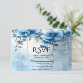 Blue Flowers and Pearls RSVP Card (Stehend Vorderseite)