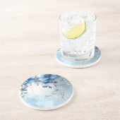 Blue Flowers and Pearls Sandstone Coaster Getränkeuntersetzer (Seite)