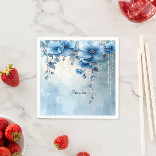 Blue Flowers and Pearls Serviette (Beispiel)