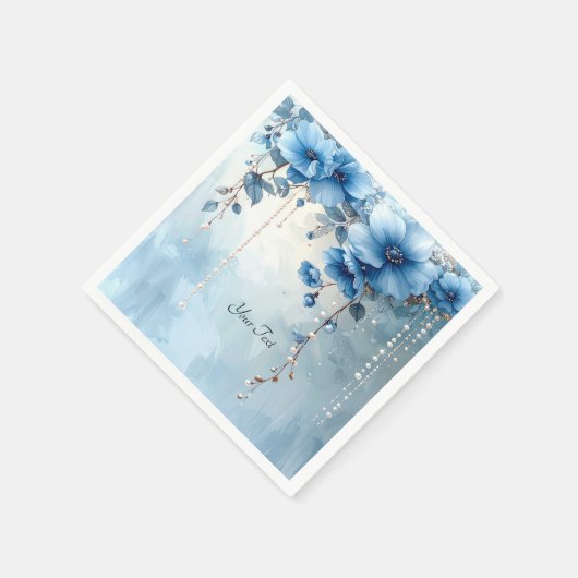 Blue Flowers and Pearls Serviette (Ecke)