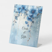 Blue Flowers and Pearls Tabletop Signs Sockelschild (Vorderseite)