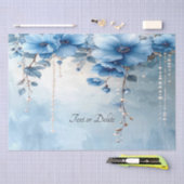 Blue Flowers and Pearls Tissue Paper Seidenpapier (Handwerk)
