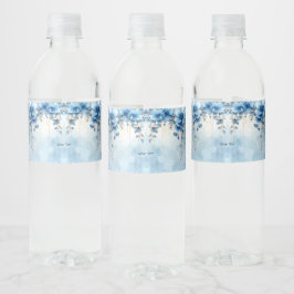 Blue Flowers and Pearls Water Bottle Label Wasserflaschenetikett