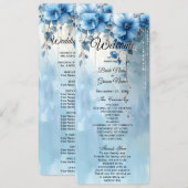 Blue Flowers and Pearls Wedding Program Programm (Vorne/Hinten)