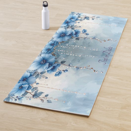 Blue Flowers and Pearls Yoga Mat Yogamatte (Beispiel)