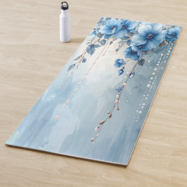 Blue Flowers and Pearls Yoga Mat Yogamatte