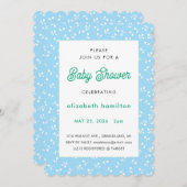 Blue Flowers Baby Shower Invitation Einladung (Vorne/Hinten)