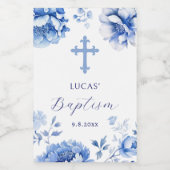 Blue Flowers Baptism Weinetikett (Einzelnes Label)