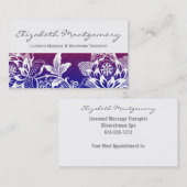 Blue Flowers Beruflich Massage Business Card Terminkarte (Vorne/Hinten)