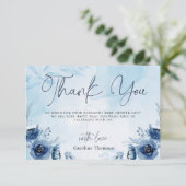 Blue Flowers Boy Baby Dusche Dankeskarte (Stehend Vorderseite)