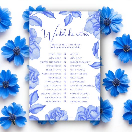 Blue Flowers Bridal shower Would she rather