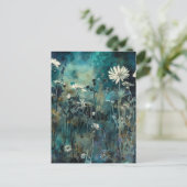 Blue Flowers Cyanotype Mixed Media Postkarte (Stehend Vorderseite)