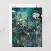 Blue Flowers Cyanotype Mixed Media Postkarte (Vorne/Hinten)