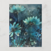 Blue Flowers Cyanotype Mixed Media Postkarte (Vorderseite)