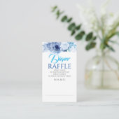 Blue Flowers Elegante Diaper Raffle Ticket Begleitkarte (Stehend Vorderseite)