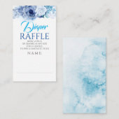 Blue Flowers Elegante Diaper Raffle Ticket Begleitkarte (Vorne/Hinten)