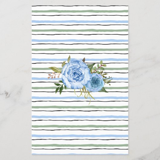 Blue Flowers Er sagte, sie sagte Dusche Spielkarte Flyer (Hinten)