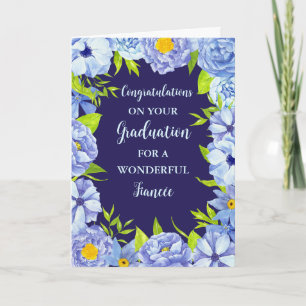 Blue Flowers Fiancée Herzlichen Glückwunsch Abschl Karte