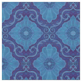"Blue flowers” floral arabesque, handdrawn pattern Stoff (Nahaufnahme)