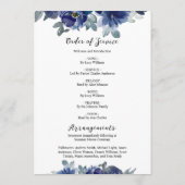 Blue Flowers Gedächtnisbeerdigung Dienstorden Programm (Rückseite)