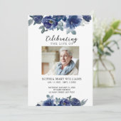 Blue Flowers Gedächtnisbeerdigung Dienstorden Programm (Stehend Vorderseite)