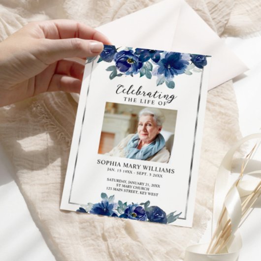 Blue Flowers Gedächtnisbeerdigung Dienstorden Programm