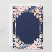 Blue Flowers Gold Frame Navy Blue Retirement Einladung (Rückseite)