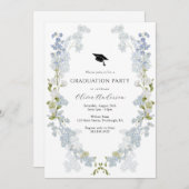 Blue Flowers Graduation Party Einladung (Vorne/Hinten)