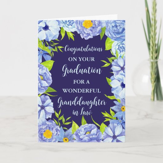 Blue Flowers Grandtoine Abschluss Card Karte (Vorderseite)