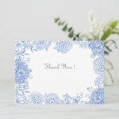 Blue Flowers Graphics Zeichnend Dankeschön-Karte Dankeskarte (Stehend Vorderseite)