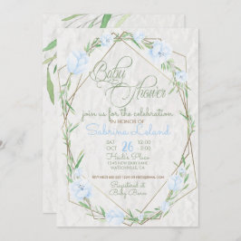 Blue Flowers Grüne Terrarium Babydusche Einladung