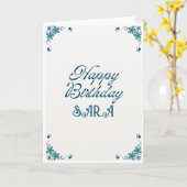 Blue Flowers Happy Birthday Card Karte (Gelbe Blume)