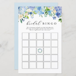 Blue Flowers Hydrangea Bridal Bingo Spielkarten