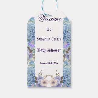 Blue Flowers Hydrangea Lila Lilac Baby Dusche Geschenkanhänger