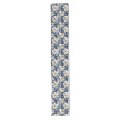Blue Flowers Ivory Elegant Dining Table Runner Großer Tischläufer (Vorderseite)