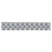 Blue Flowers Ivory Elegant Dining Table Runner Großer Tischläufer (Horizontal)