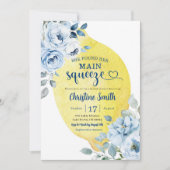 Blue Flowers Lemon Main Squeeze Brautparty Einladung (Vorderseite)