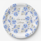 Blue Flowers Liebe ist in Bloom Floral Brautparty Pappteller (Vorderseite)