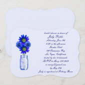 Blue Flowers Mason Jar Bridal Dusche Einladung (Vorne/Hinten)