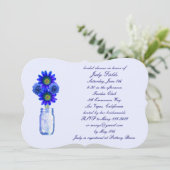 Blue Flowers Mason Jar Bridal Dusche Einladung (Stehend Vorderseite)