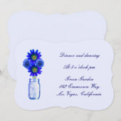 Blue Flowers Mason Jar Empfang Card Einladung (Vorne/Hinten)