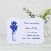 Blue Flowers Mason Jar Empfang Card Einladung (Stehend Vorderseite)