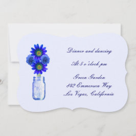 Blue Flowers Mason Jar Empfang Card Einladung